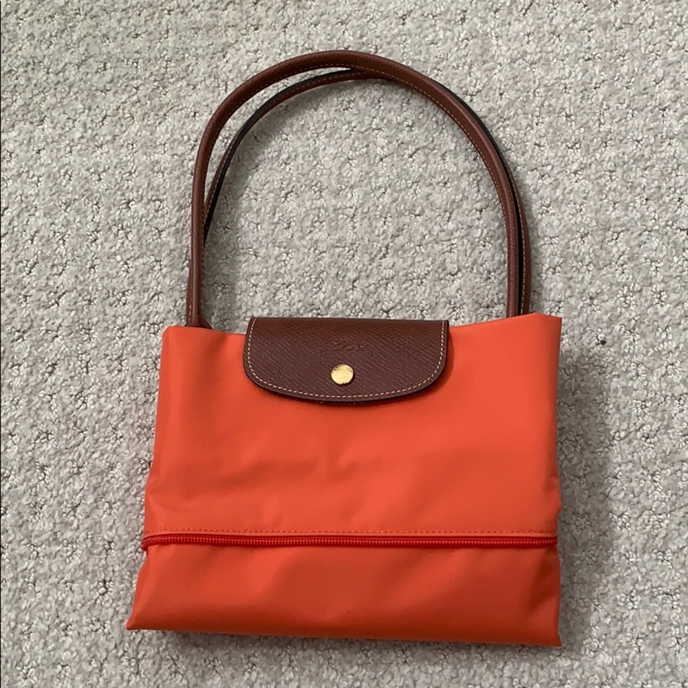 New- Longchamp Le Pilage expandable tote- orange